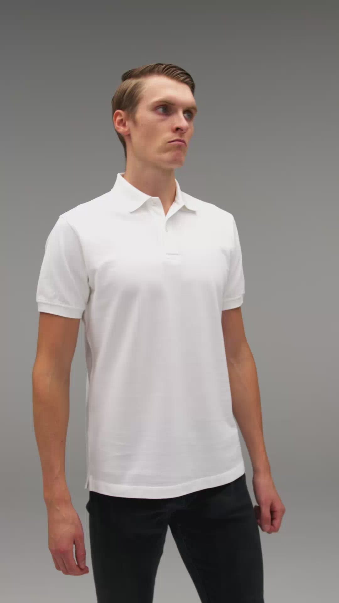 Produktvideo TALLFITS The Tall Polo - Weißes Poloshirt für große Männer