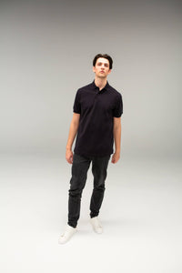 The Tall Piqué Polo - TALLFITS - Polohemd für lange Männer schwarz Frontansicht